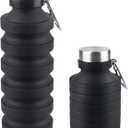 Nefeeko Collapsible Water Bottle, Reuseable BPA Free Silicone Foldable Water Bottles for Travel Gym Camping Hiking, Portable Leak Proof Sports Water Bottle with Carabiner (Black-27oz)