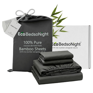 100% Viscose Derived from Bamboo Sheets King Size,Soft & Cooling Viscose from Bamboo Sheets Set, Organically Grown,Breathable & Soft Deep Pocket Up to 18 Inches(Gray)