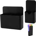 Magnetic Pen Holder,2 Pack Magnetic Dry Erase Marker Holder with Generous Compartments,Strong Magnet Storage Marker Pen Pencil Organizer for Refrigerator,Whiteboard,Locker Accessories (Black)