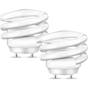 2 Pack 26 Watt Spiral GU24 CFL Light Bulbs, 2700k Soft White 2 Prong Twist and Lock Base Light Bulb, 1000 Lumen Compact Fluorescent Bulbs (T3)
