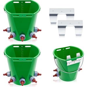 2 Pcs 8L Lamb Milk Feed Bucket Multiple Teat Large Capacity Detachable Nipple Plastic Goat Milk Feeding Bucket Green Animal Feed Pot Lamb Feeder Bottle for Farm Sheep Livestock Cattle Animal(5 Mouths)