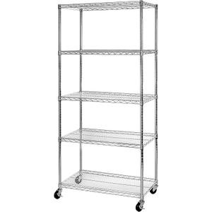 Seville Classics UltraDurable Heavy Duty NSF Solid Steel Wire Rack Storage Unit, Organizer for Garage, Warehouse, Office, Restaurant, Classroom, Kitchen, Steel, 5-Tier Shelving, 36" W x 18" D
