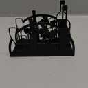 Grape Wine and Glass Decorative Black Metal Napkin Holder for Table, 4.9" x 4.9" x 1.9" Standing Napkin Holder for Home Kitchen Restaurant Picnic Party Coffee Bar Dining Room