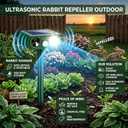 2Pack Upgraded Deer Repellent Devices Solar Animal Repellent Outdoor with Motion Sensor Strobe Light for Rabbit Cat Skunk Raccoon Squirrel Fortress Pro Ultrasonic Repeller Keep Pests Out of Yard Farm