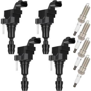 OCPTY Coil Packs and Spark Plug for UF491 Compatible with 2010-2016 for Buick for LaCrosse 2.4L/L4,2010-2017 for Chevrolet for Equinox 2.4L/L4(Set of 4 Ignition Coils with 4 Iridium Spark Plugs)
