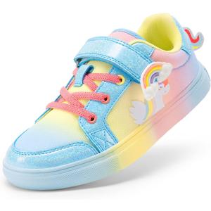 DREAM PAIRS Girls Shoes Toddler Sneakers Rainbow Storybook Casual School Walking Footwear for Toddler/ Little Kids, Size 11 Little Kid, Rainbow/ Blue, SDFS2308K