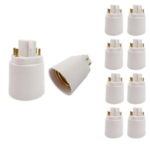 10pcs E-Simpo 4Pin Gx24q CFL to E26/E27 Lamp Base Socket Adapter Converter.Need Rewire to Bypass Ballast to Avoid Burnt Smell Flick. (10-Pack)