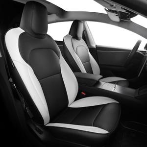 Customized for Tesla Model 3 Seat Cover 2024 2025 2026, 5 Seater Seat Cover Full Set Nappa Faux Leather Replacement Accessories Black White