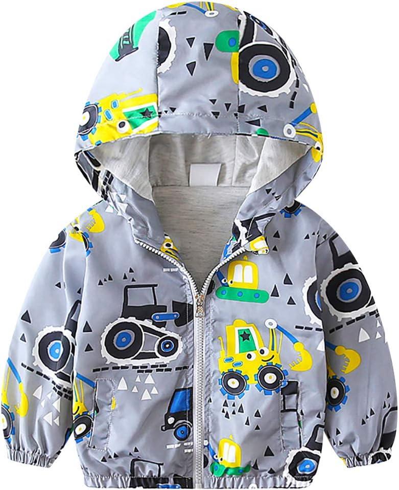 FYMNSI Toddler Baby Boys Girls Hooded Jacket Windbreaker Lightweight Dinosaur Print Coat Autumn Long Sleeve Windproof Outwear, Size 120