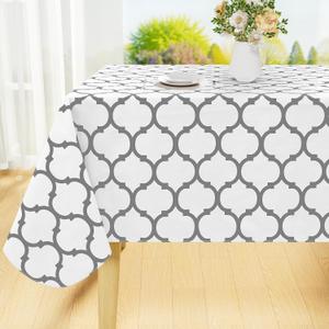 Smiry Rectangle Table Cloth, Waterproof Vinyl Tablecloth with Flannel Backing for Rectangle Tables, Wipeable Spillproof Plastic Tablecloths for Dining, Camping, Indoor and Outdoor (60"x84", White)