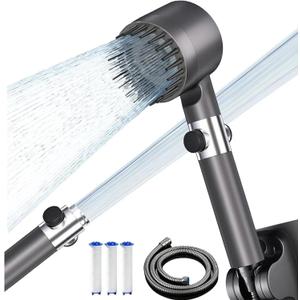 Filtered Shower Head with Handheld,ion High Pressure 4 Spray Mode Showerhead with Filters,Water Softener Filters Beads for Hard Water - Remove Chlorine - Reduces Dry Itchy Skin