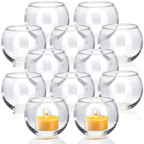 Volens Clear Votive Candle Holders Set of 12, Glass Tealight Candle Holder Bulk for Wedding Decor and Home Decor One Missing