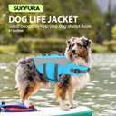 Dog Life Jacket, High Flotation Dog Swimming Vest with Handle, High Visibility Doggy Life Preserver for Pool Beach, Adjustable Pet Water Vest Lifejacket for Medium Large Dogs, Blue L