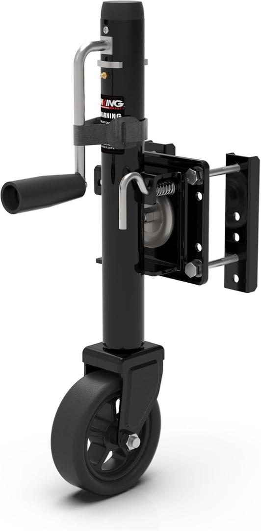 Upgraded Spoke Wheel Trailer Jack, 10" Vertical Movement, 1500 lbs, for RV, Boat, Trailer and More, Black