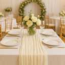 6 Pack Beige 10FT Cheesecloth Table Runner 120 Inch Soft Gauze Boho Table Runners for Baby Shower, Coastal Wedding, Modern Rustic Party Decor