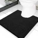 Toilet Rugs U-Shaped 20x20, Soft Absorbent Non-Slip Contour Bathroom Rugs for Toilet, Machine Washable Contoured Bath Mats, Black