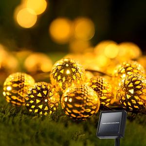 Solar String Lights Outdoor 10FT 20LED Globe String Lights with 8 Modes,Solar Fairy Lights Outdoor Waterproof Moroccan Fairy Lights Solar for Garden Patio Wedding Christmas DecorWarm White