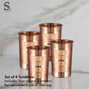Pure Copper Glass for Drinking Water Tumbler Copper Cup Set for Ayurveda Health Benefits 312 ml (11 oz) Each (SET OF 4)