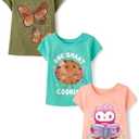 The Children's Place Baby-Girls and Toddler School,Learning Short Sleeve Graphic T-Shirts,3 Pack, Size 2T