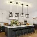 2 Pack Black Pendant Lights Kitchen Island, Modern Glass Kitchen Pendant Lighting Over Island Farmhouse Kitchen Hanging Light Fixtures for Dining Room Bathroom Hallway Foyer Lighting