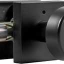 coolnews Matte Black Door Knobs Interior, Heavy Duty Privacy Door Knob with Lock, Modern Square Door Handle for Bedroom Bathroom