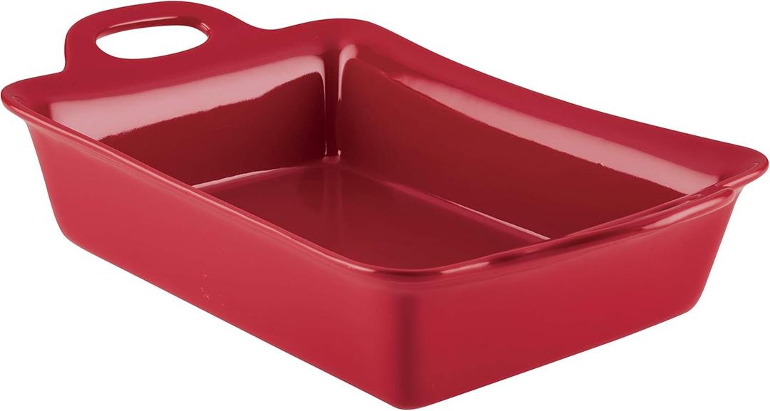 Rachael Ray Solid Glaze Ceramics Bakeware / Baking / Lasagna Pan, 9 Inch x 13 Inch, Red