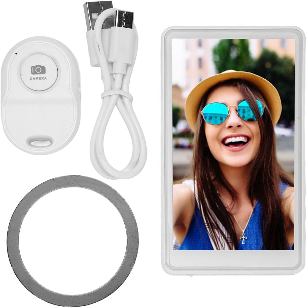 Phone Vlog Selfie Monitor Screen, 4.02in 2.4G 5G WiFi Wireless Magnetic View Monitor for Phone Rear Camera for Selfie Vlog Live Stream TikTok (White)