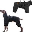 Dog Raincoat with Harness for Medium and Large Dogs, Adjustable Waterproof Dog Rain Jacket,Reflective Rainproof Puppy 4 Legs Raincoat-Black,4XL