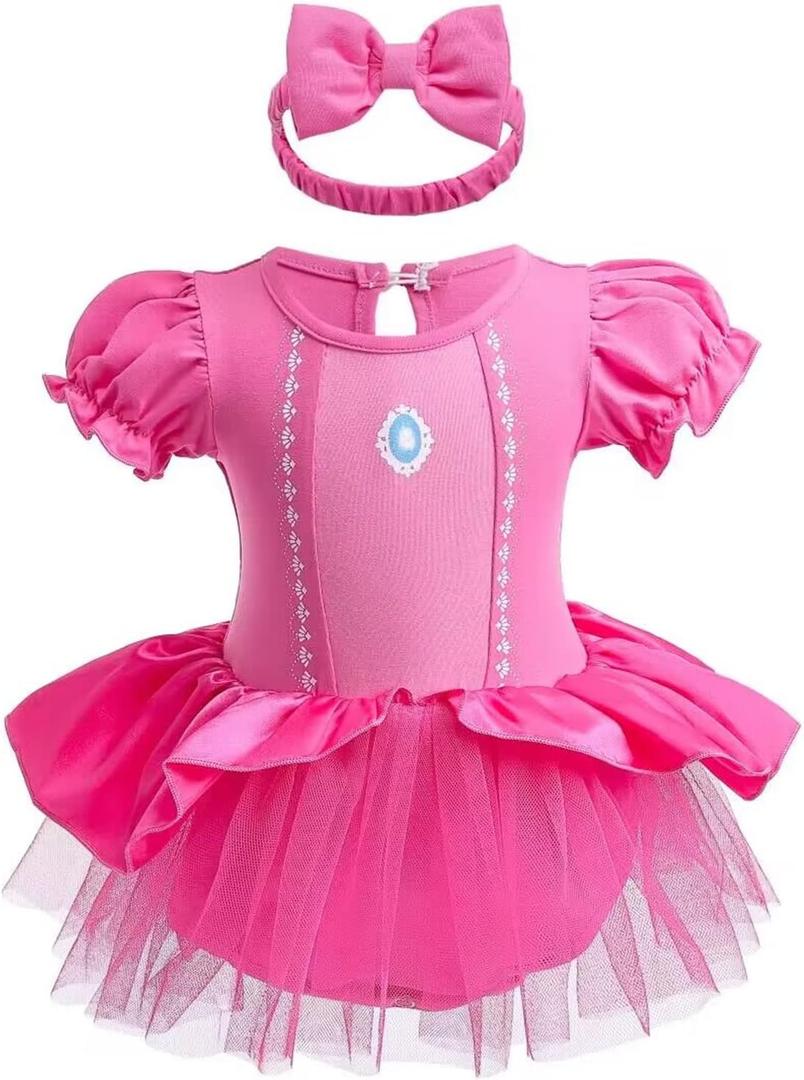 Princess Costumes Bodysuit Outfit for Baby Infant Romper Jumpsuit with Headband (3-6 Months, #19)