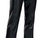SANTINY Women's Faux Leather Pants High Waisted Straight Leg Cropped Ankle Trousers Vegan Matte Pleather Pants for Women Full Length(Black_XL)