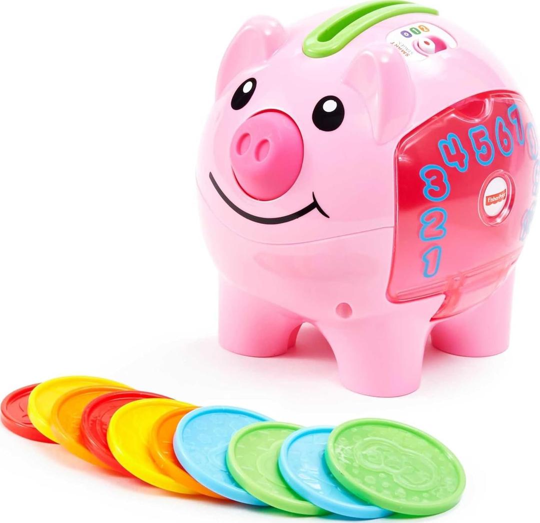 Fisher-Price Baby & Toddler Toy Laugh & Learn Smart Stages Piggy Bank with Educational Songs & Phrases for Infants Ages 6+ Months 