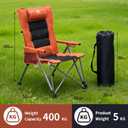 Folding Reclining Camping Chair with Footrest, 5-Position Adjustable Lounge Chair with Headrest & Cushion, Portable Heavy Duty Camping Chair for Outdoor, Beach, Patio, Office (Orange)