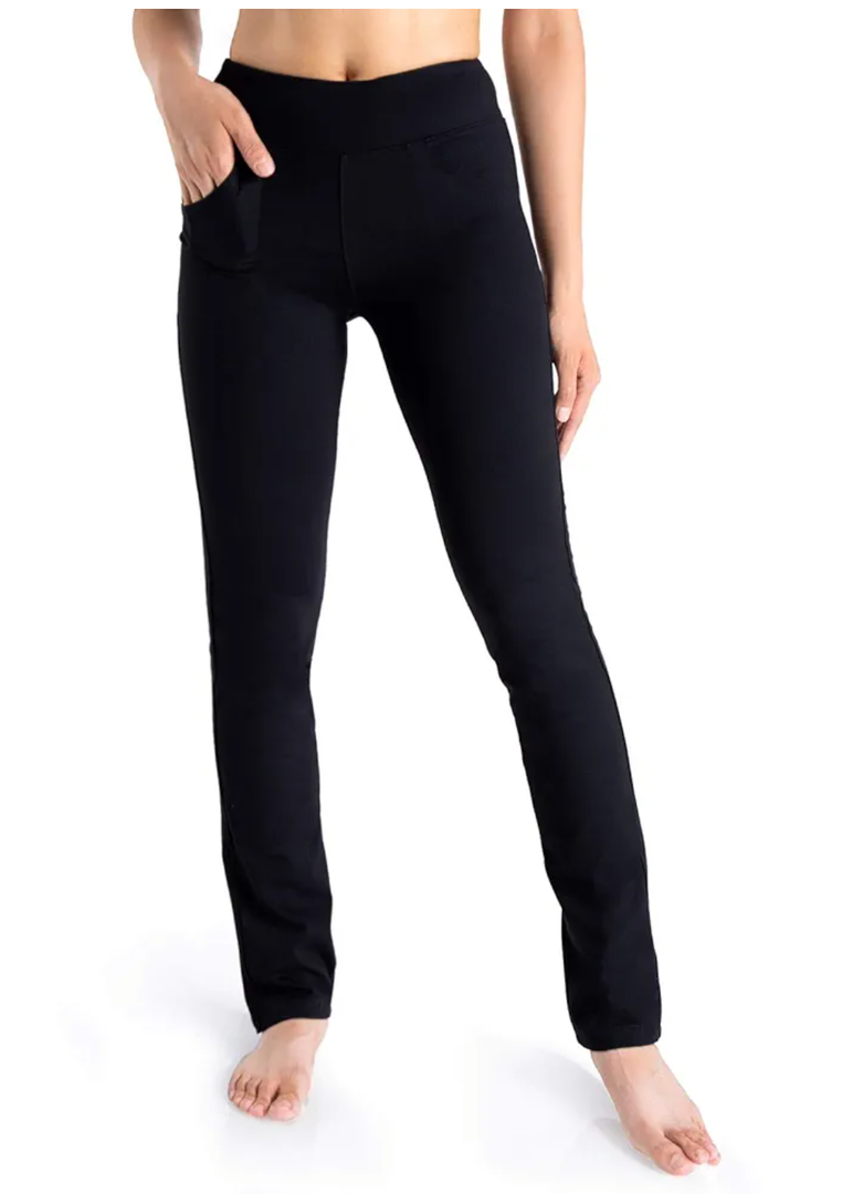 Women's Straight Leg Yoga Dress Pants Workout Pants, Size M, Black