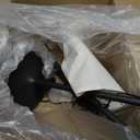 60" Modern Floor Lamp for Living Room Bedroom, Standing Lamp with Oatmeal Linen Lampshade, Tall Lamp with A19 9W 3 Color Temperature Bulb, Foot Switch Control, Black