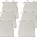 Chair Cushions for Dining Chairs Set of 6, Non Slip Kitchen Chair Pads, 17" x 16" x 2", Indoor Dining Chair Cushions with Ties, D-Shaped Seat Cushions for Kitchen Chairs, Beige