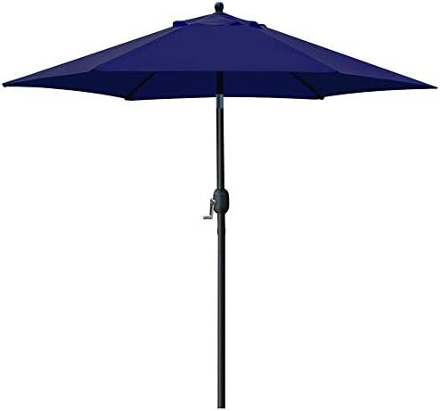 7.5' Patio Umbrella Outdoor Table Market Umbrella with Push Button Tilt/Crank, 6 Ribs (Navy Blue)