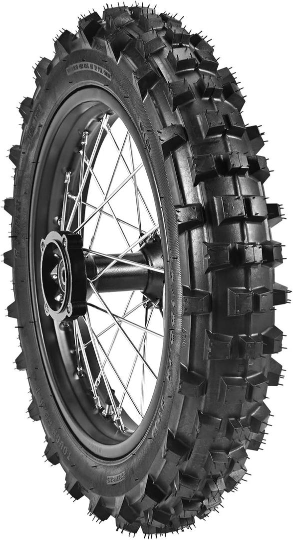 90/100-14 Rear Wheel Tire and Rim Inner Tube with 12mm Bearing Assembly For Dirt Pit Bike (90/100-14(12mm inner bearing))