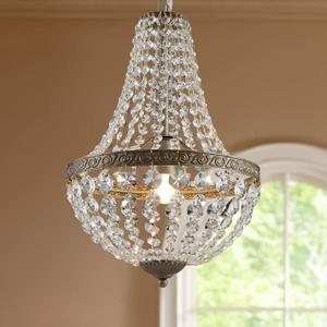 Bestier French Empire Antique Silver Finish Farmhouse Crystal Pendant Chandelier Lighting LED Ceiling Light Fixture Lamp Dining Room Bathroom Bedroom Livingroom 1 E26 Bulbs Required H18 inch X D12 inc