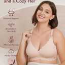 Momcozy Nursing Bras for Breastfeeding, Seamless Pregnancy Maternity Bra Wireless Classic Jelly Strip Support Nursing Bra (Pink, XXL)