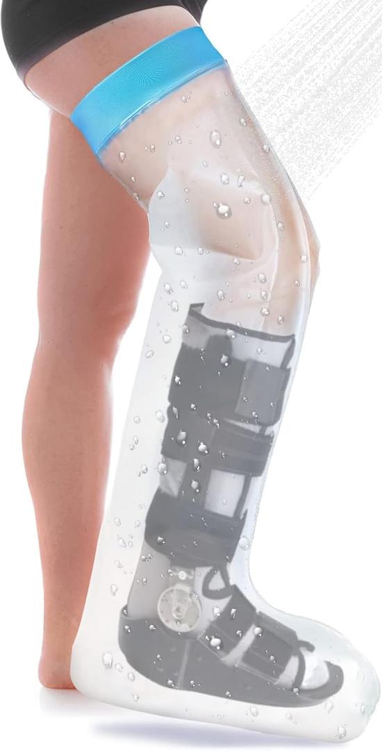 Asunby Waterproof Cast Covers for Shower Leg Adult Full long leg Protection to Wounds, Keeps Cast and Bandage Dry Bath,Watertight Cast Bag Showering for Surgery Foot, Ankle, Knee Burns Reusable