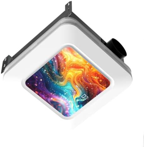 Hawkrown Bathroom Exhaust Fan with Light Humidity Sensor, Bathroom Fan with Humidity Sensor, 230 CFM 1.0 Sone Exhaust Fan, Venlitation Fan with 3CCT LED Light 7 LED Color, Remote Control Easy Install