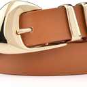 Ssumday Women's Leather Belts for Jeans Dress Pants Black Brown White Belts for Women Ladies Waist Belts with Gold Buckle