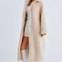 Women Faux Fur Winter Coats Open Front Long Cardigan Coat Warm Women's Fuzzy Fleece Jacket Overcoat Outwear with Pocket S-XXL (Apricot)