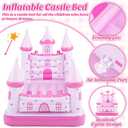 Pink Castle Inflatable Kids Bed, Toddler Travel Bed with Safety Bumper and Air Mattress Portable Air Mattress with Pump for Kids Vacation Hotel Home Sleepover Birthday Gift