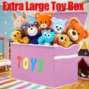 YOLOXO Toy Box Chest, Collapsible Sturdy Storage Bins with Lids, Extra Large Kids Toy Storage Organizer Boxes Bins Baskets for Kids, Boys, Girls, Nursery Room, Playroom, Closet (Classical Pink)