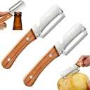 4 x Multifunctional Vegetable Peeler, 2-in-1 Peelers For Kitchen with Bottle Opener, Sharp Stainless Steel Swivel Blade, Wooden Handle, For Vegetables or Fruits that Need to Be Peeled (2)2PCS