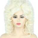 Topcosplay Women Wigs Platinum Blonde Curly Beehive Bouffant 60s Wigs Halloween Costume Wig