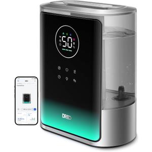 Dreo 8L Smart Humidifiers for Bedroom 600ft, 80H Runtime Warm&Cool Supersized Mist Humidifier for Large Room Indoor, Quiet Whole House humidifier for Baby, Plants, with Alexa/Google, Silver, HM717S