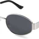livho Retro Polarized Sunglasses - UV400 Protection, Oval Shape, Metal Frames - Matching Soft Case Inlcuded (Grey/Silver)