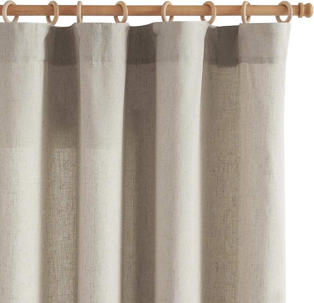 jinchan Soft Linen Curtains, Extra Long Tan Curtains 120 Inches Long, Light Filtering Farmhouse Drapes for Living Room Bedroom, Dark Taupe Drapes Set 2 Panels (W50 x L120, Tan) (50"W x 120"L (Pack of 2))